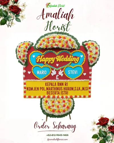 Karangan Papan Bunga Pernikahan di Pajahan